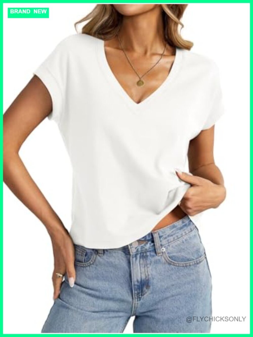 Womens Cotton Crop Top V Neck Cap Sleeve Boxy Loose Fit T-Shirt Summer